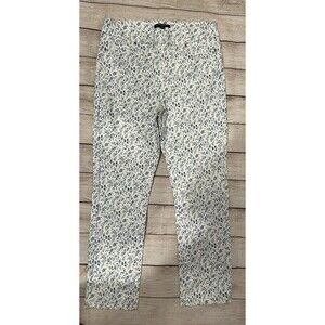 Mario Serrani Italy Blue White Floral Slim Fit Pants  Tummy Control Ankle Small